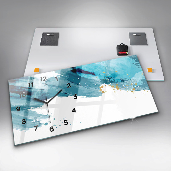 Horizontal wall clock Brush strokes