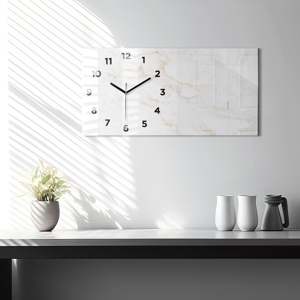 Horizontal wall clock Elegant marble