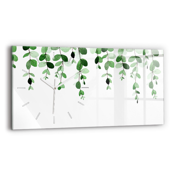 Horizontal wall clock Plant leaves