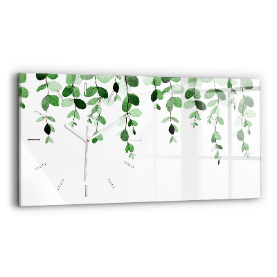 Horizontal wall clock Plant leaves