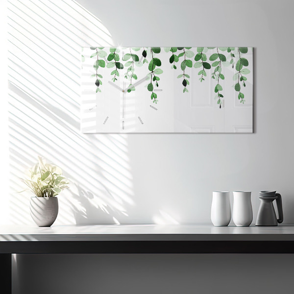 Horizontal wall clock Plant leaves