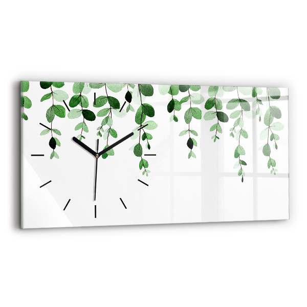 Horizontal wall clock Plant leaves