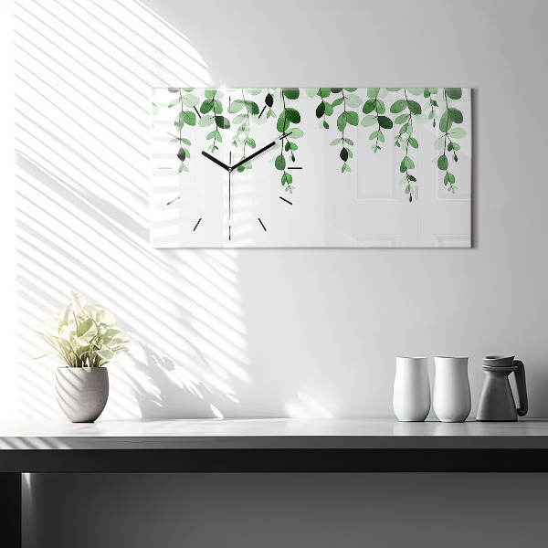 Horizontal wall clock Plant leaves