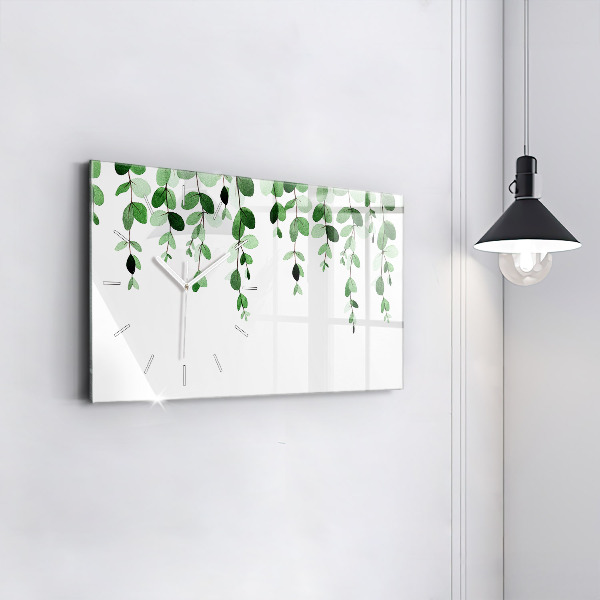 Horizontal wall clock Plant leaves
