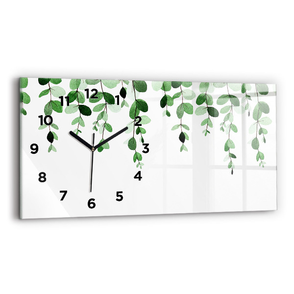 Horizontal wall clock Plant leaves