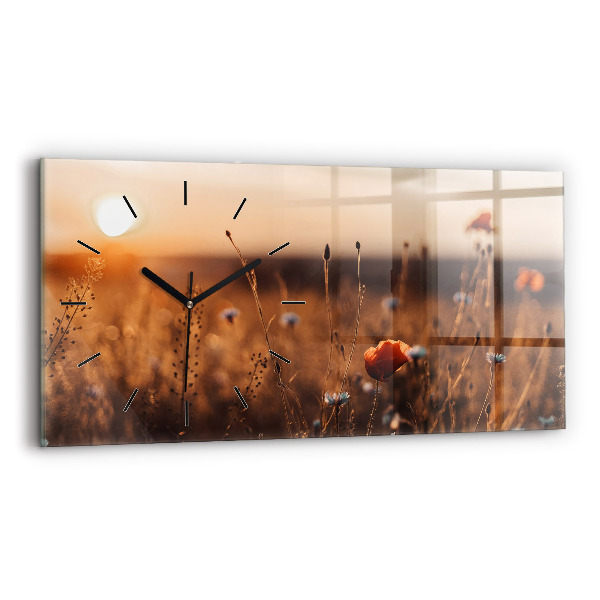 Horizontal wall clock Field sunrise