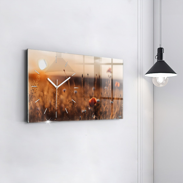 Horizontal wall clock Field sunrise