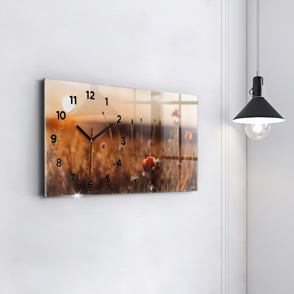Horizontal wall clock Field sunrise