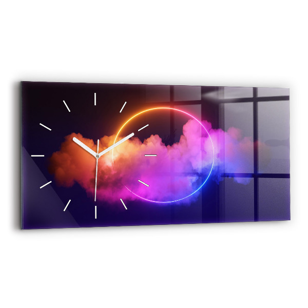 Horizontal wall clock 3D smoke abstract