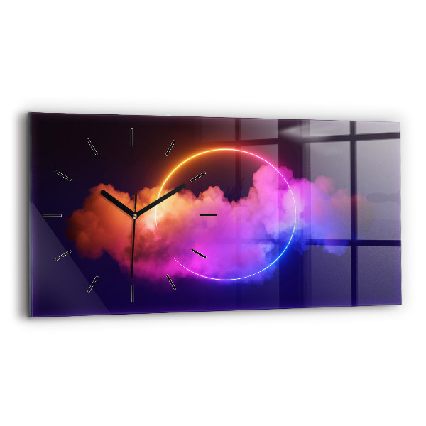 Horizontal wall clock 3D smoke abstract