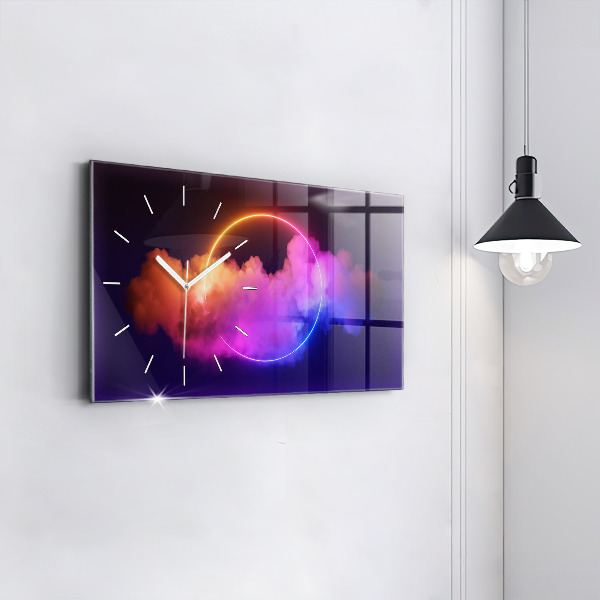Horizontal wall clock 3D smoke abstract
