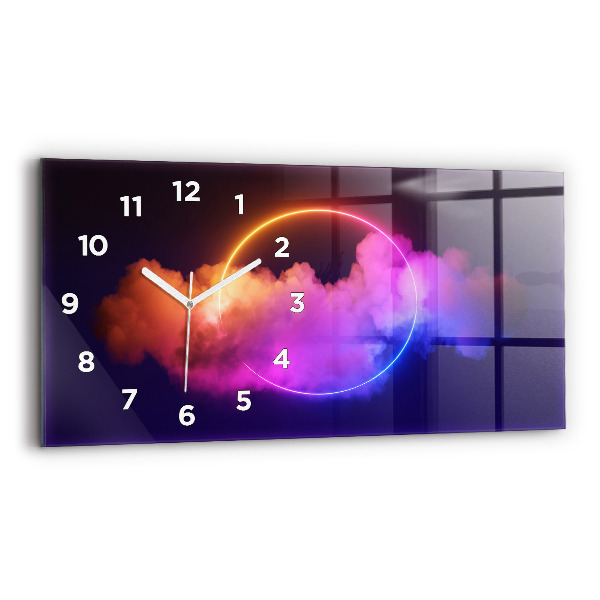 Horizontal wall clock 3D smoke abstract