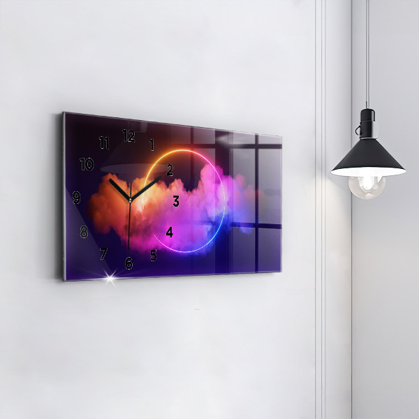 Horizontal wall clock 3D smoke abstract