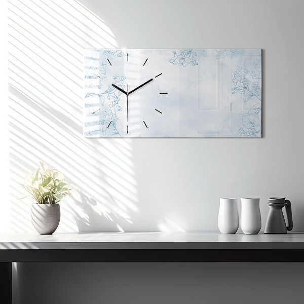 Horizontal wall clock Sketch of plants
