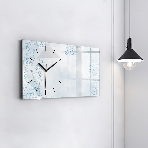 Horizontal wall clock Sketch of plants