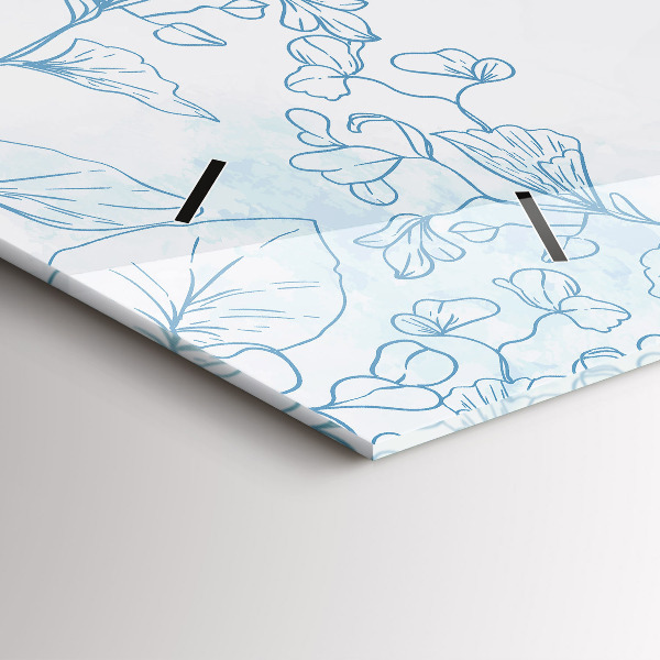 Horizontal wall clock Sketch of plants