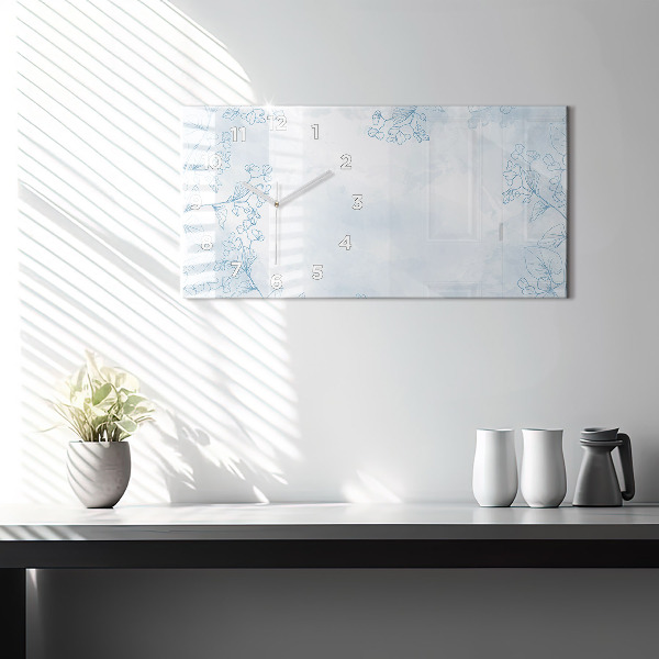 Horizontal wall clock Sketch of plants