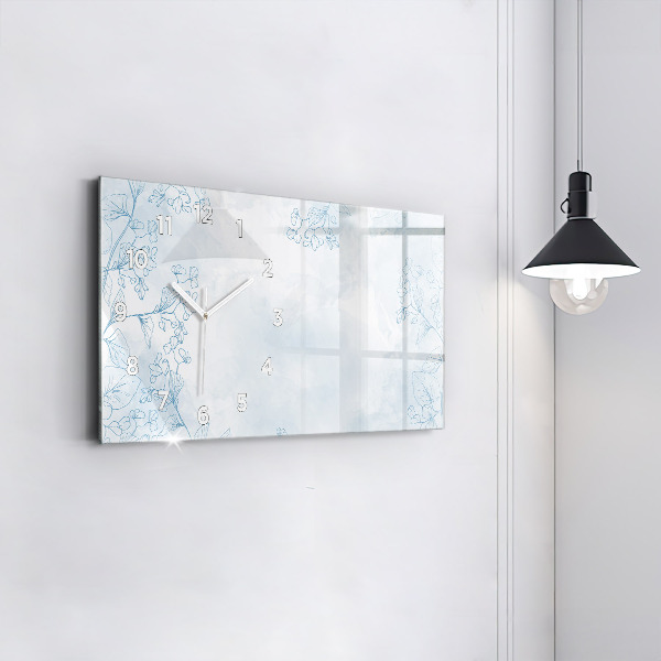 Horizontal wall clock Sketch of plants