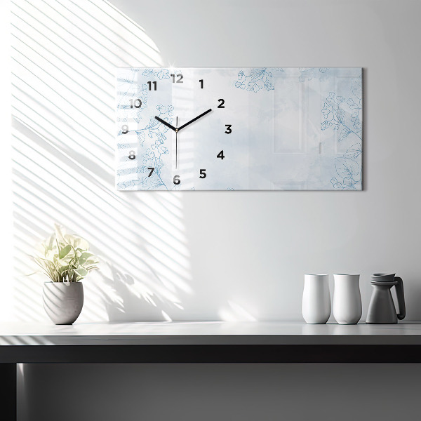 Horizontal wall clock Sketch of plants