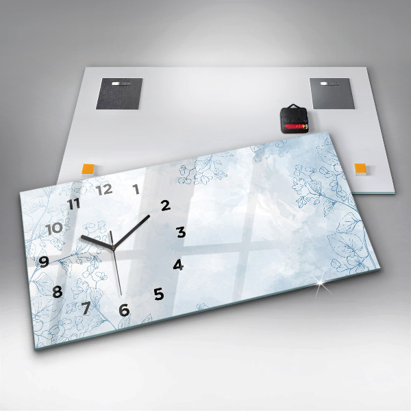 Horizontal wall clock Sketch of plants