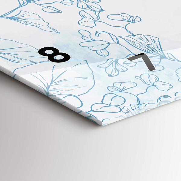 Horizontal wall clock Sketch of plants