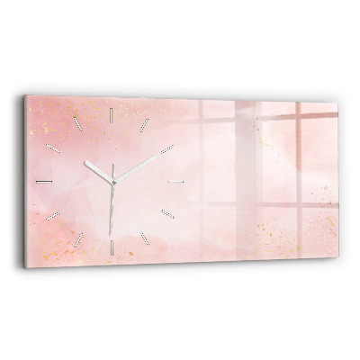 Horizontal wall clock Pink marble