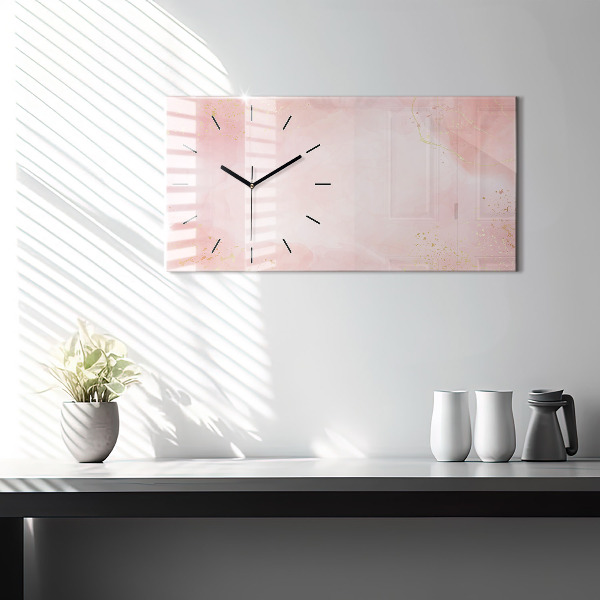Horizontal wall clock Pink marble