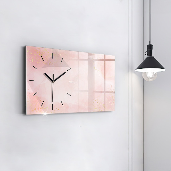 Horizontal wall clock Pink marble
