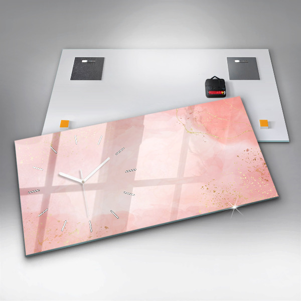 Horizontal wall clock Pink marble