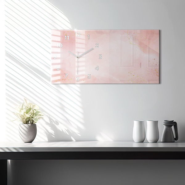 Horizontal wall clock Pink marble