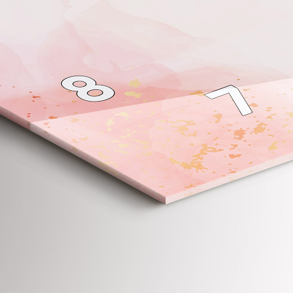 Horizontal wall clock Pink marble