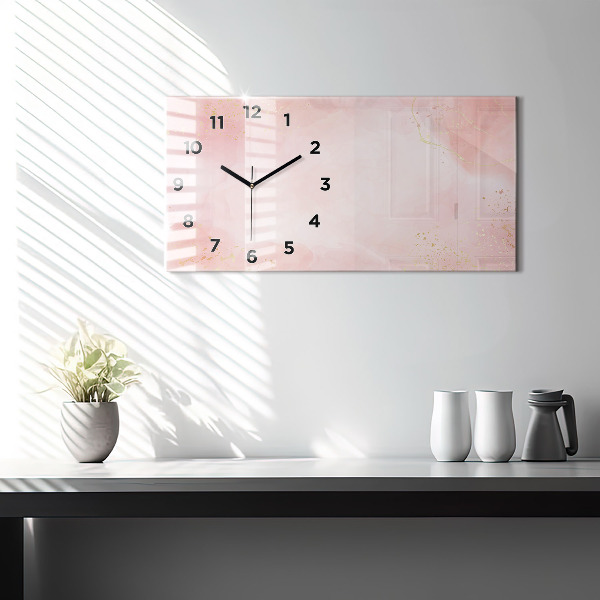 Horizontal wall clock Pink marble