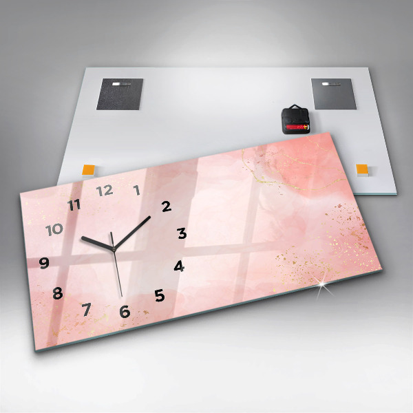 Horizontal wall clock Pink marble