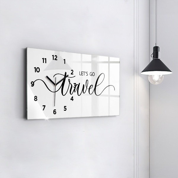 Horizontal wall clock The inscription Travel