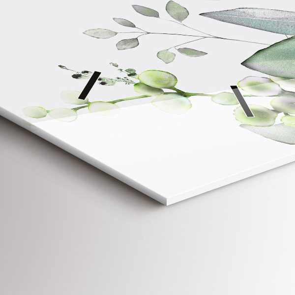 Horizontal wall clock Plants leaves