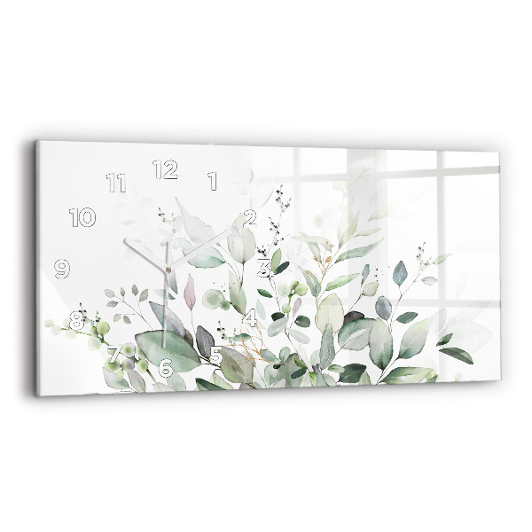 Horizontal wall clock Plants leaves
