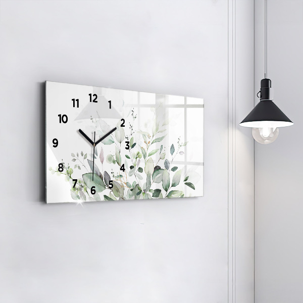 Horizontal wall clock Plants leaves