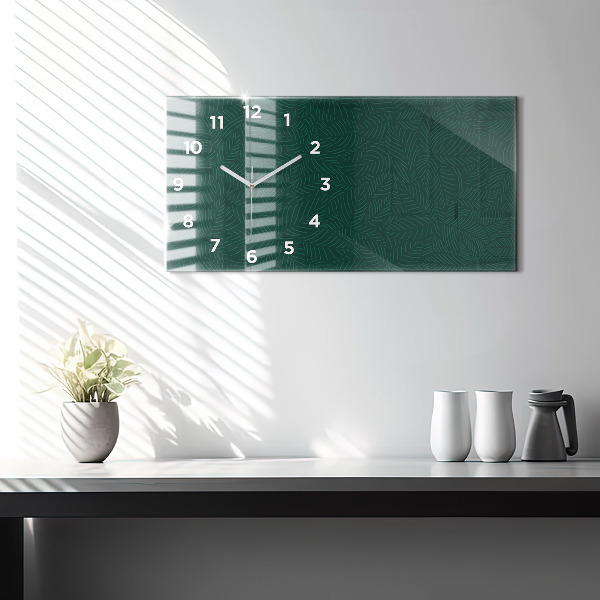 Horizontal wall clock Leaf pattern