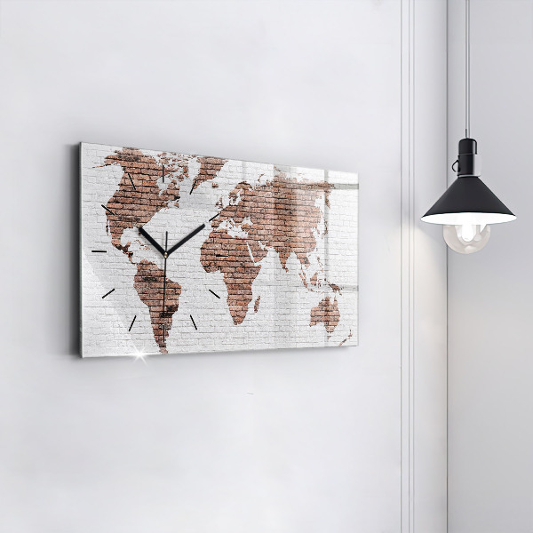 Horizontal wall clock Brick world map