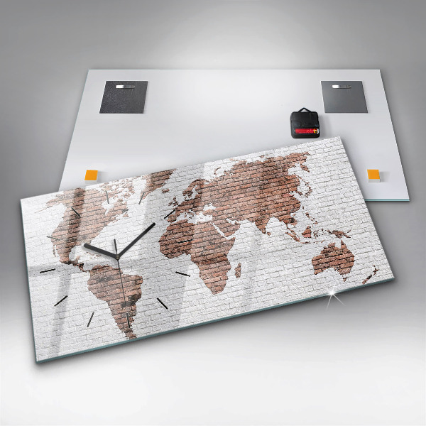 Horizontal wall clock Brick world map