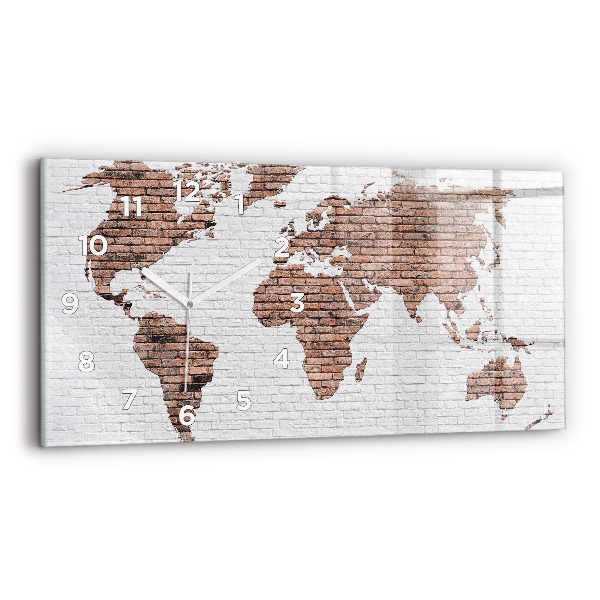 Horizontal wall clock Brick world map