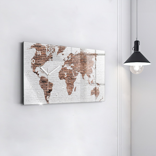 Horizontal wall clock Brick world map