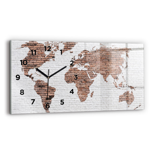 Horizontal wall clock Brick world map