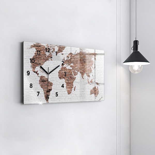 Horizontal wall clock Brick world map