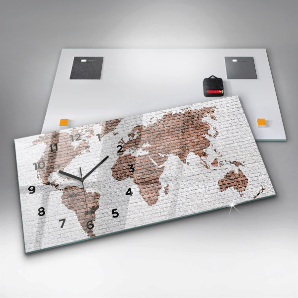 Horizontal wall clock Brick world map