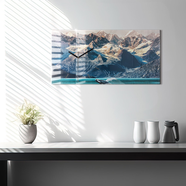 Horizontal wall clock Whale water