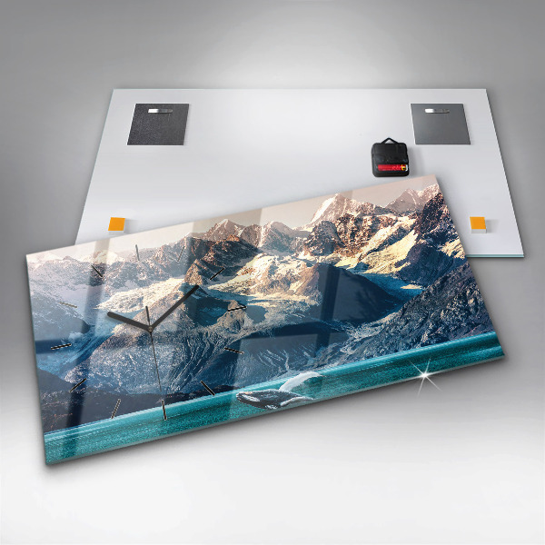 Horizontal wall clock Whale water