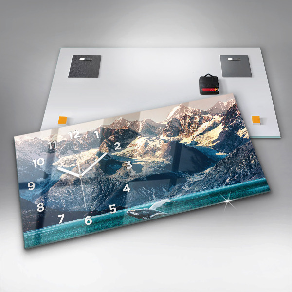 Horizontal wall clock Whale water