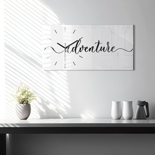 Horizontal wall clock Adventure inscription