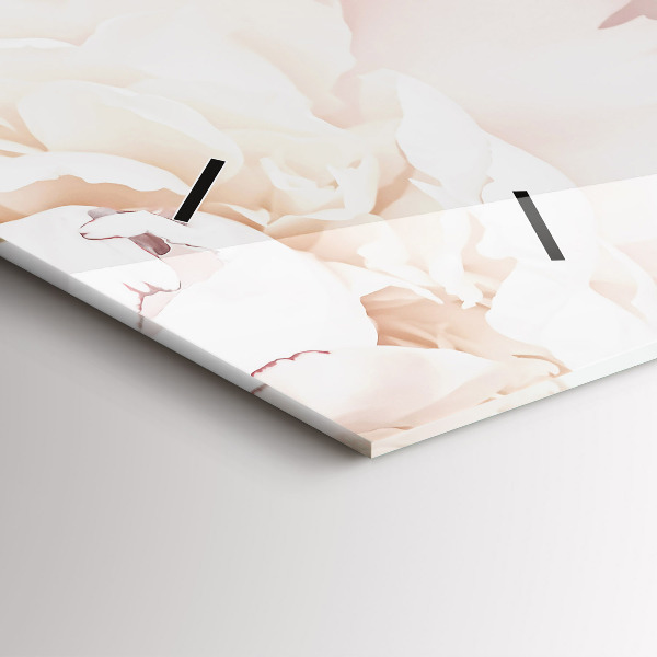 Horizontal wall clock Peony flowers